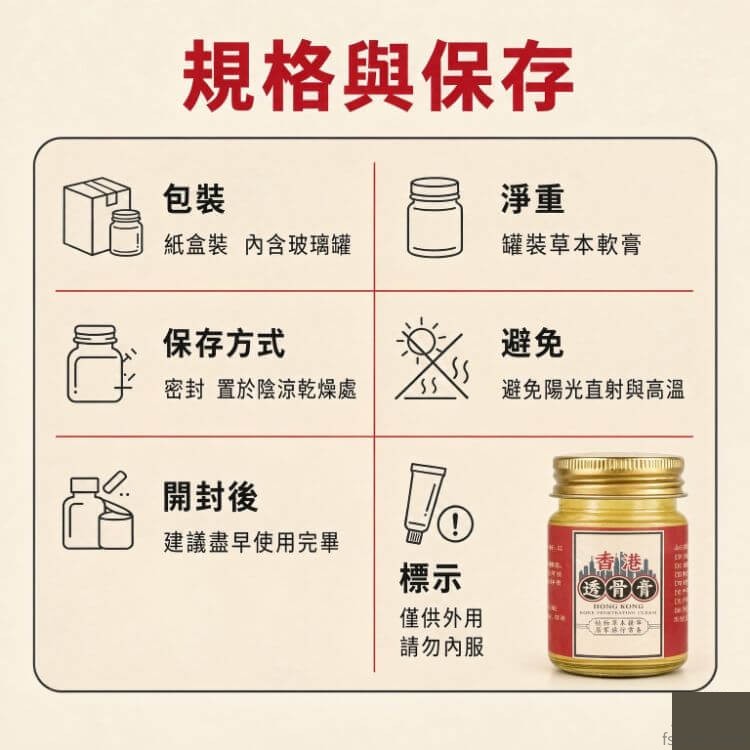香港透骨膏_規格與保存